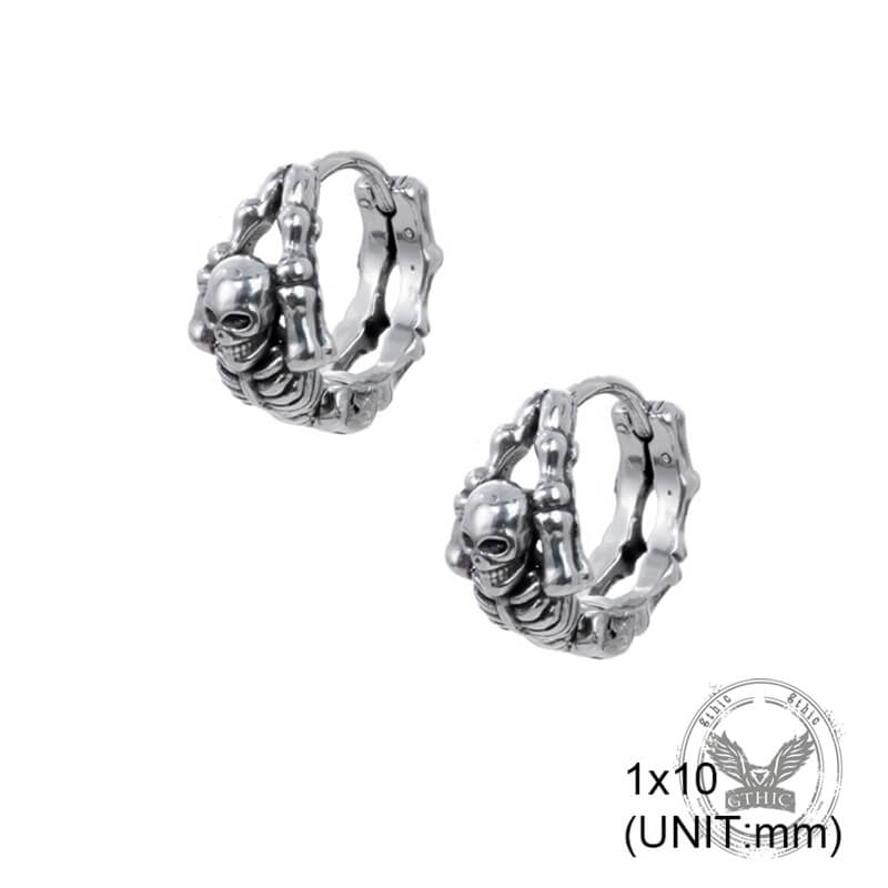 Punk Street Scorpion Stainless Steel Skull Hoop Earrings