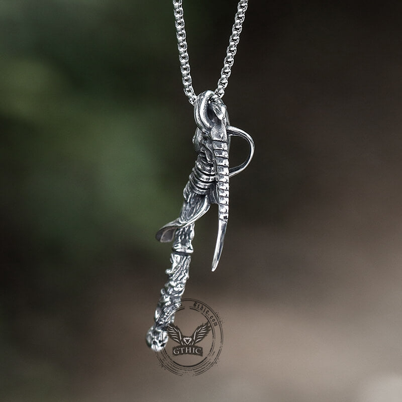 Reaper Scythe Stainless Steel Skull Pendant