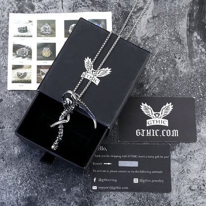Reaper Scythe Stainless Steel Skull Pendant
