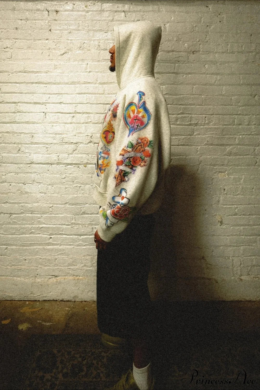 Retro Pattern Printed Loose Hoodie