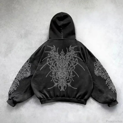 Retro Punk Printed Hoodie
