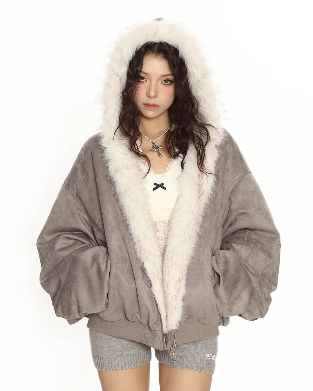 First Snow Reversible Fur Zip Jacket