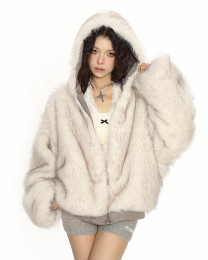 First Snow Reversible Fur Zip Jacket