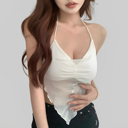 Y2K Rhinestone Cross Scarf Top