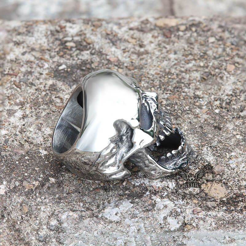 Roaring Stainless Steel Skull Ring