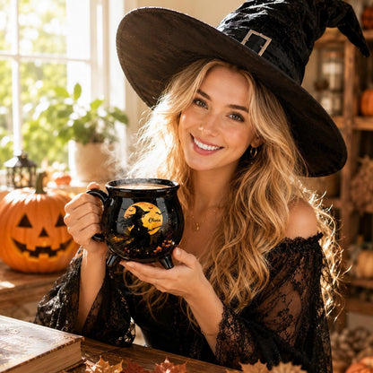 Witches Brew Cauldron Mug Ceramic Tea Cup