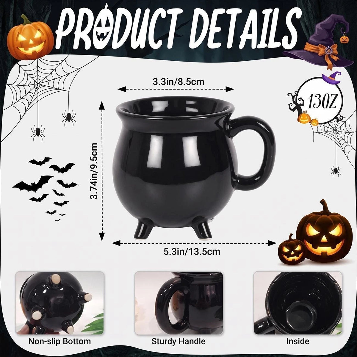 Witches Brew Cauldron Black Ceramic Mug