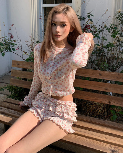 Secret Garden Floral Top & Shorts Set