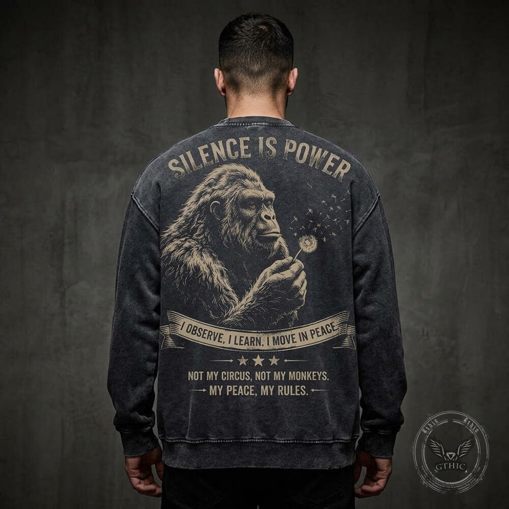 Silence Is Power Gorilla Skull Vintage Washed Sweatshirt
