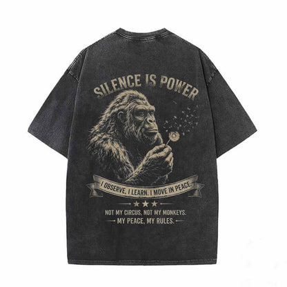 Silence Is Power Gorilla Skull Vintage Washed T-shirt