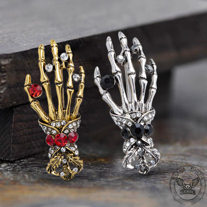 Skeleton Hand Alloy Skull Brooch