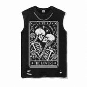 Skeleton Lovers Tarot Card Vintage Washed Vest Top