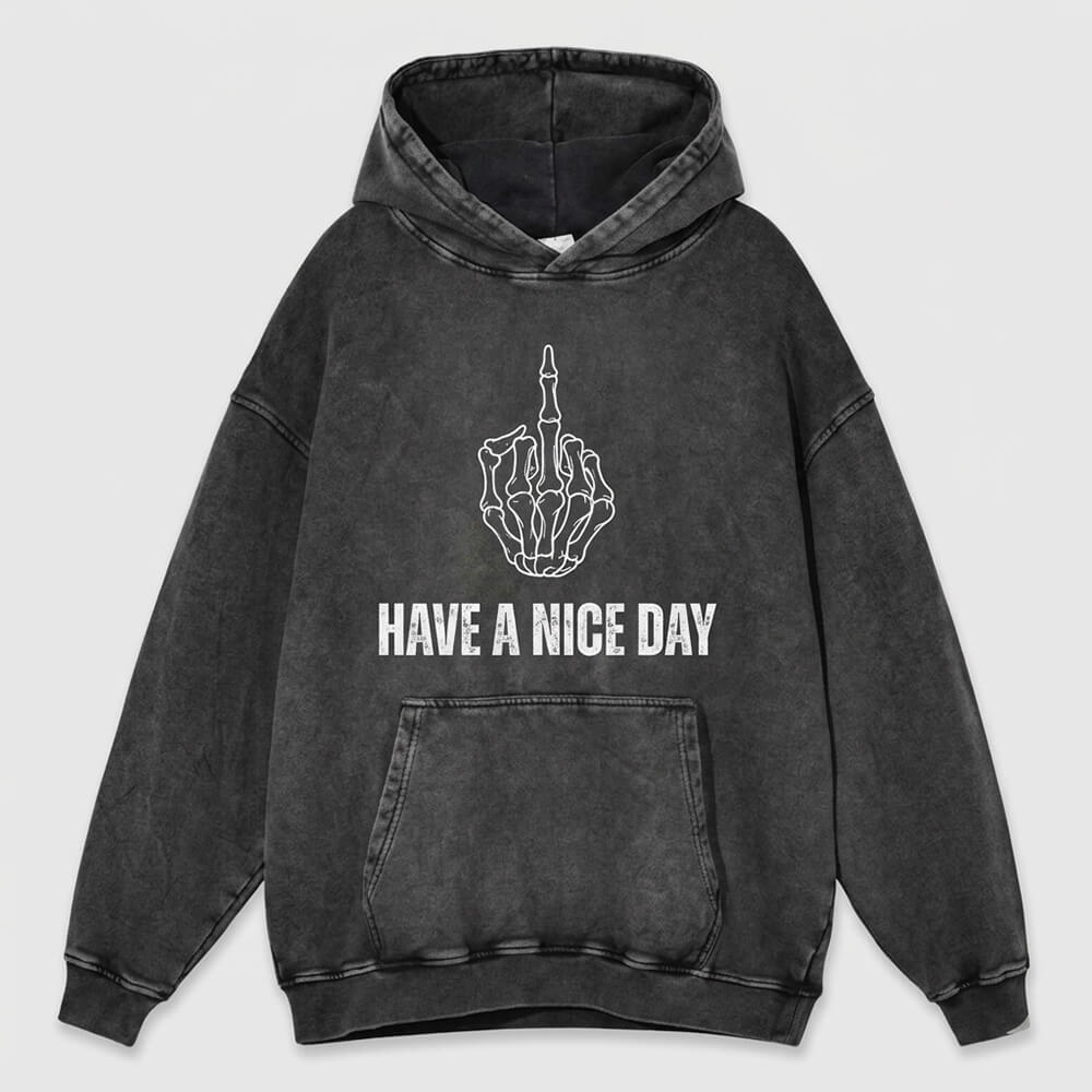 Grunge "Nice Day" Vintage Washed Hoodie