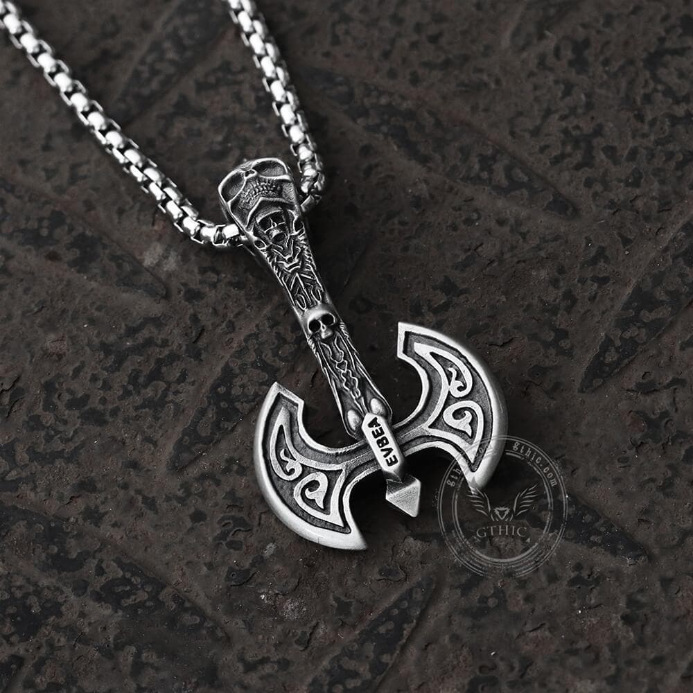 Skeleton Tomahawk Pure Tin Viking Necklace