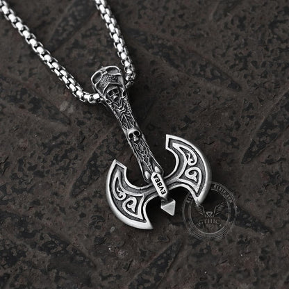 Skeleton Tomahawk Pure Tin Viking Necklace