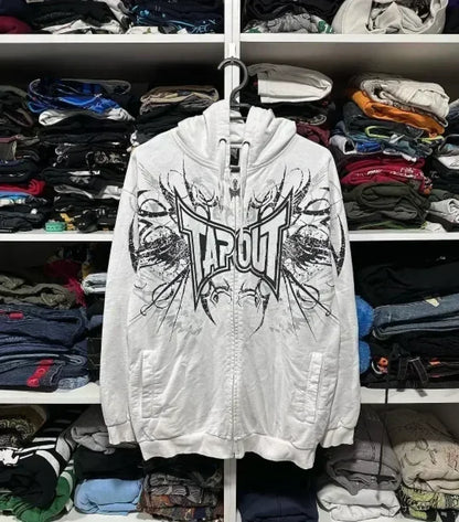 Skull Patchwork Zipper Hoodie