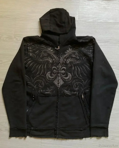 Skull Print Hooded Sweatshirt