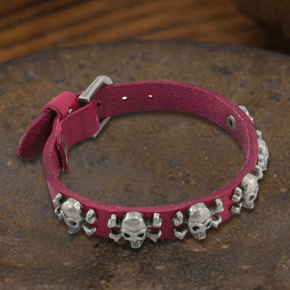Skull Alloy Leather Punk Bracelet
