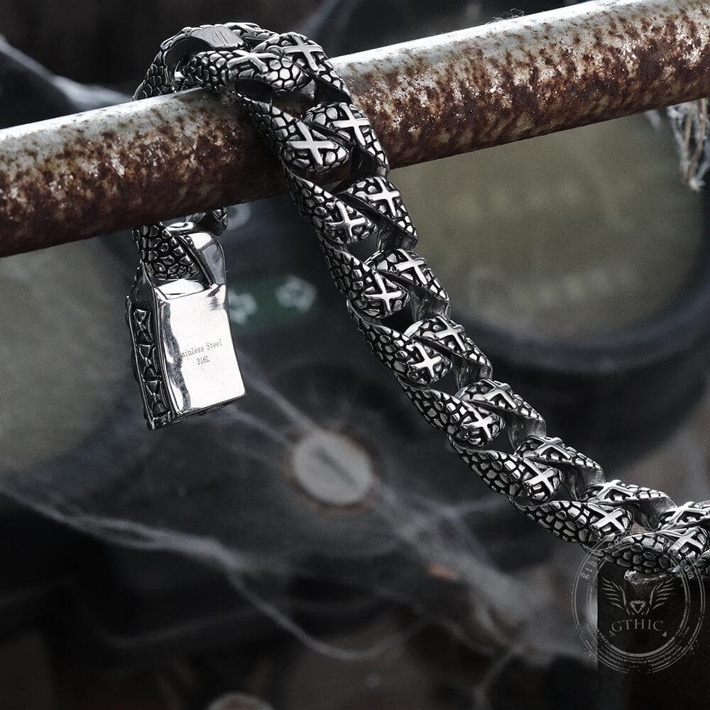 Skull and Cross Stainless Steel Bracelet