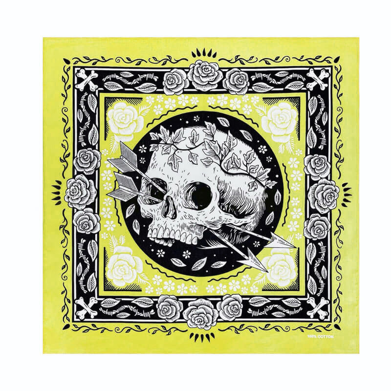 Skull Arrow Cotton Square Scarf