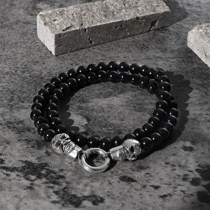 Skull Round Bead Stainless Steel Jewelry Set