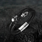 Skull Stainless Steel Leather Bracelet