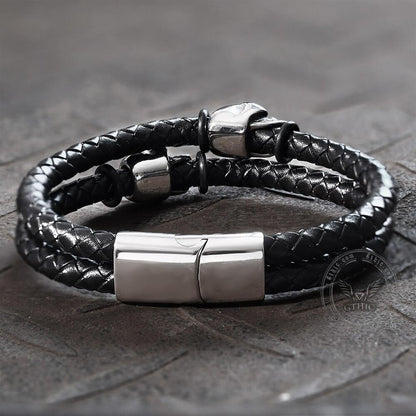 Skull Stainless Steel Leather Bracelet