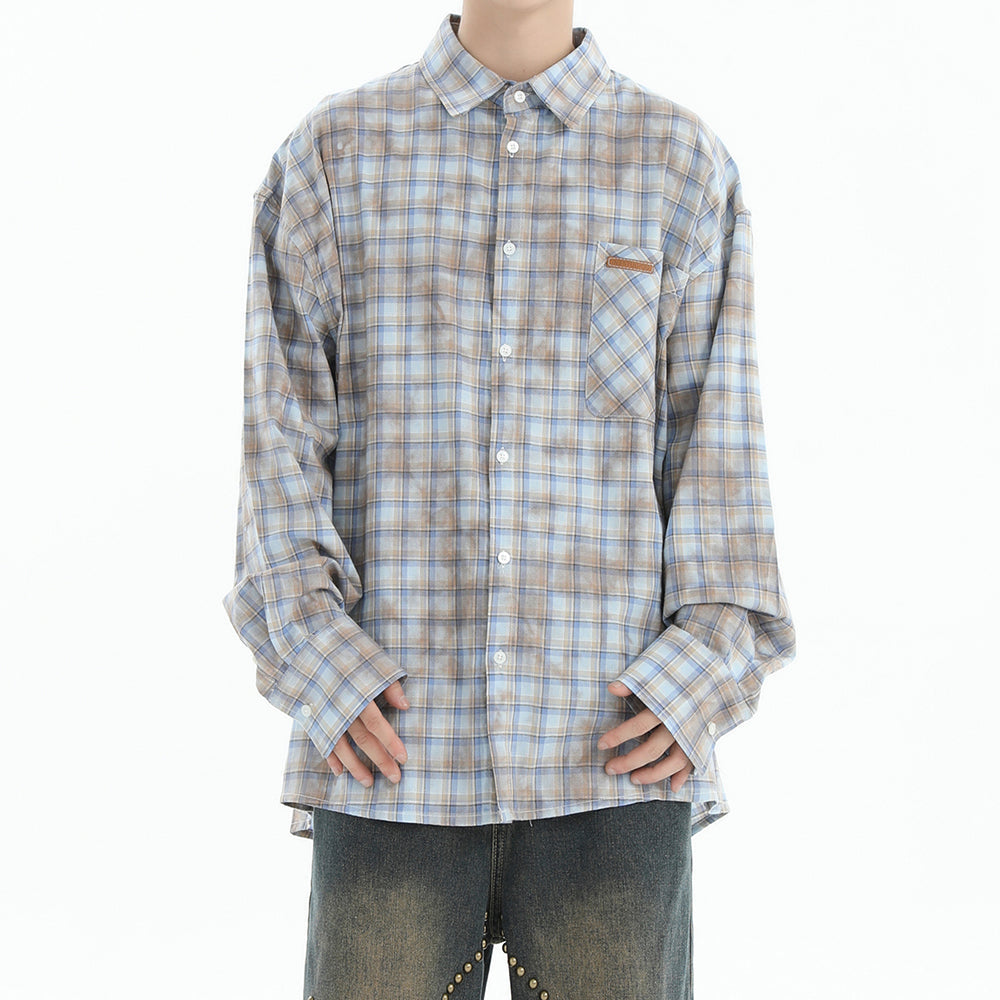 Soft Girl Plaid Button-Up Shirt