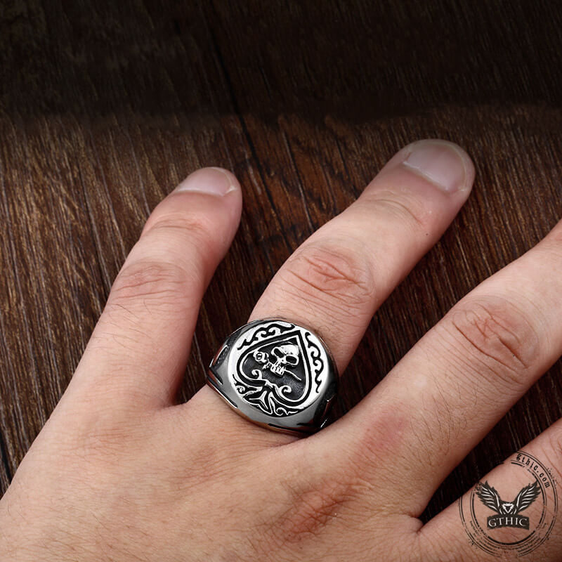 Spades Skull Stainless Steel Ring
