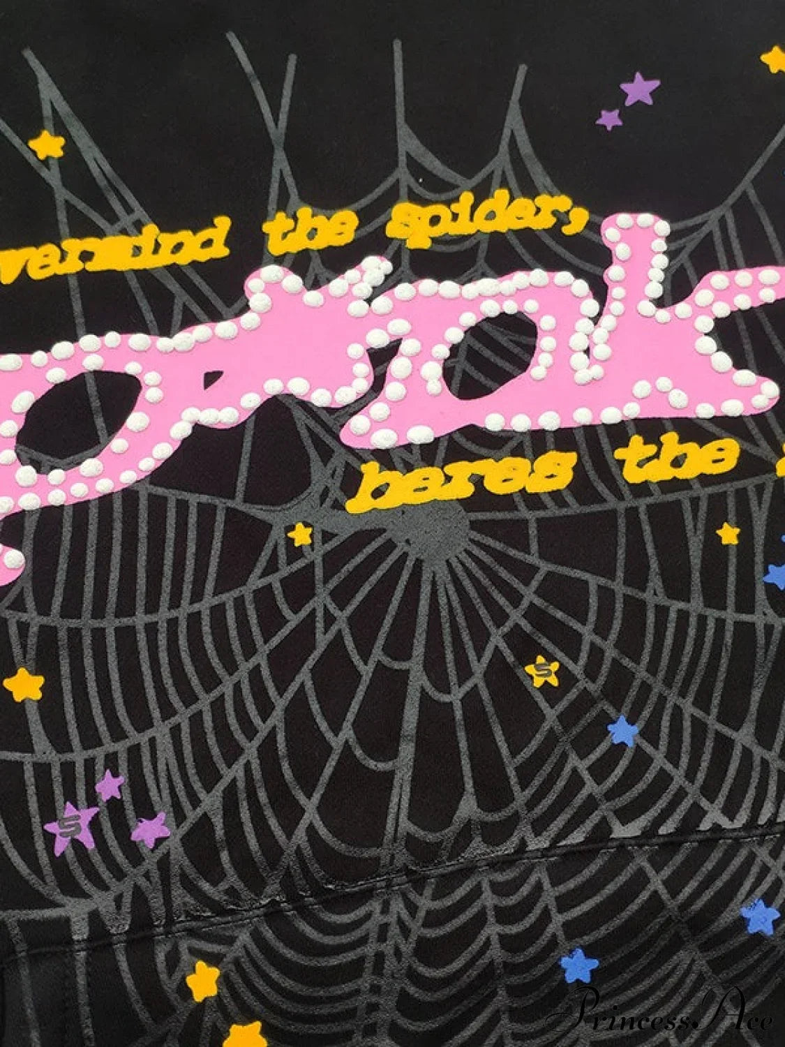 Spider Web Letter Print Fleece Cotton Thick Hoodie