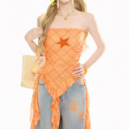 Teen Spirit Star Plaid Bandeau Top