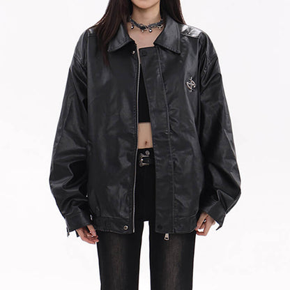 Star Girl Bomber Leather Jacket