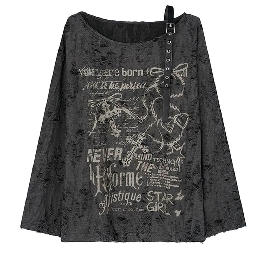 Star Girl Print One-Shoulder Top