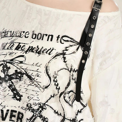 Star Girl Print One-Shoulder Top