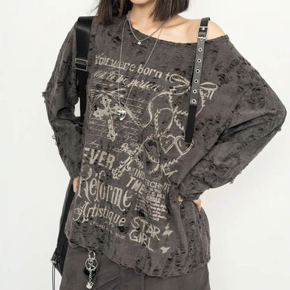 Star Girl Print One-Shoulder Top
