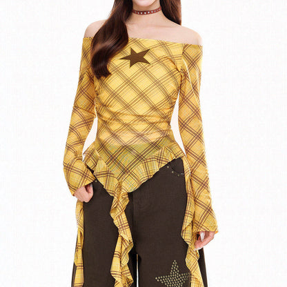 Teen Spirit Star Plaid Long Sleeve Top