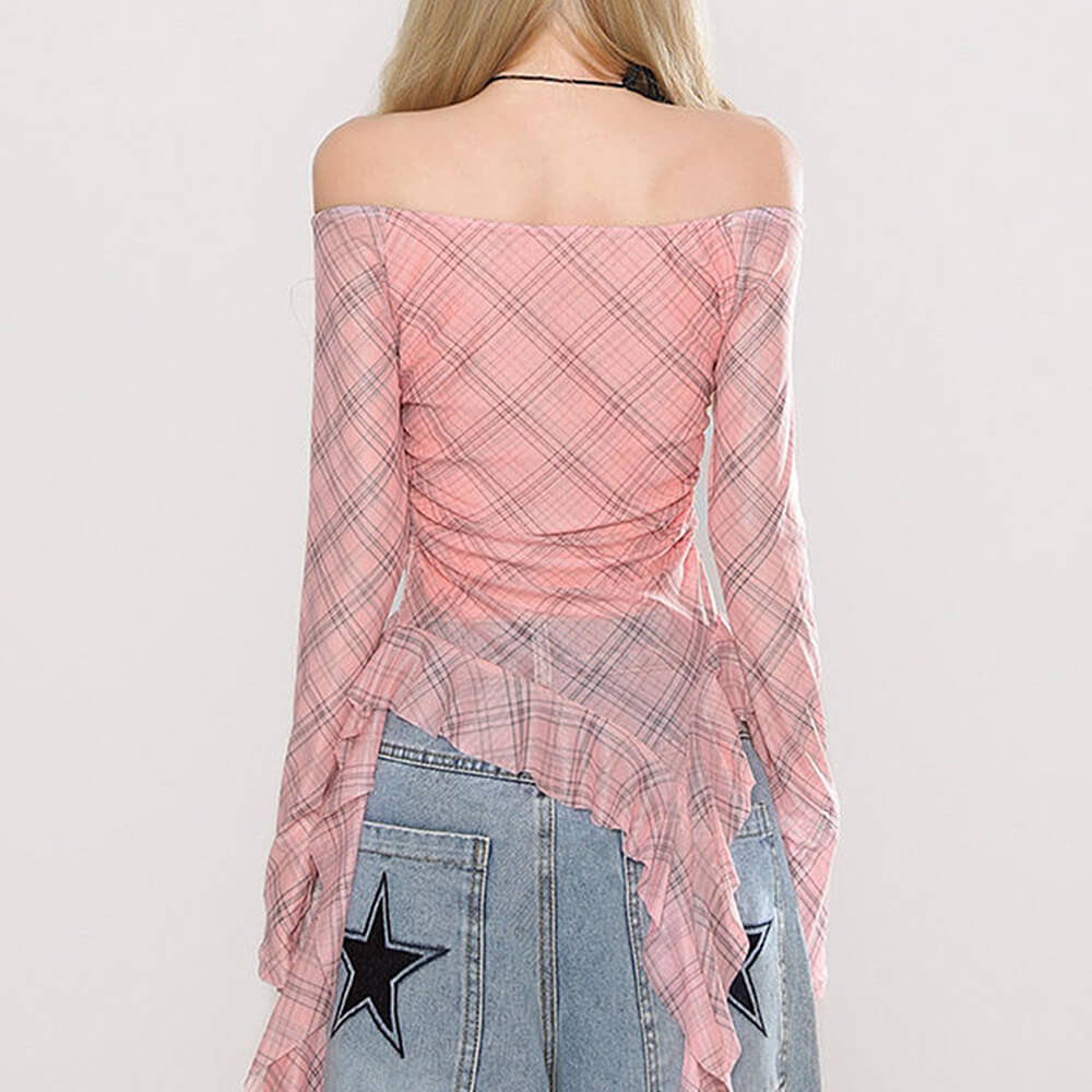 Teen Spirit Star Plaid Long Sleeve Top