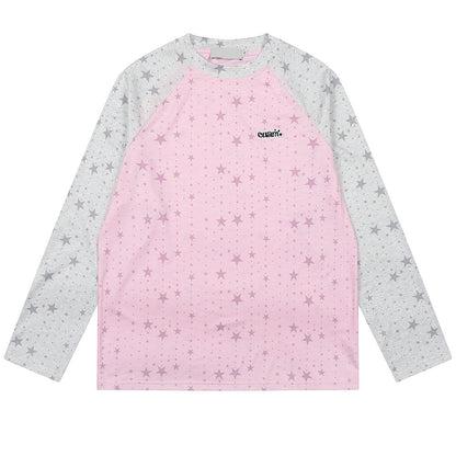 Star Print Raglan Long Sleeve Top