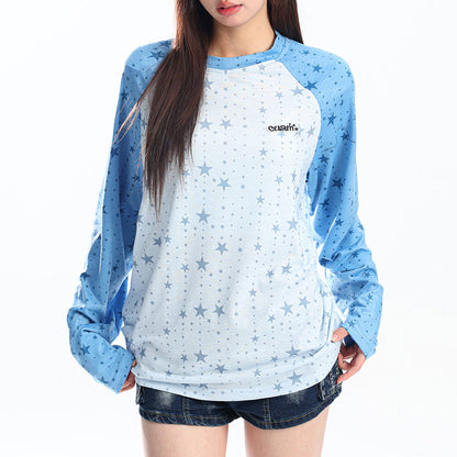 Star Print Raglan Long Sleeve Top