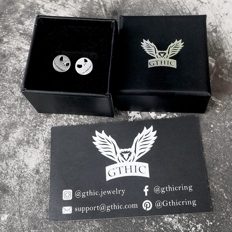 Stitched Smile Skull Stainless Steel Stud Earrings