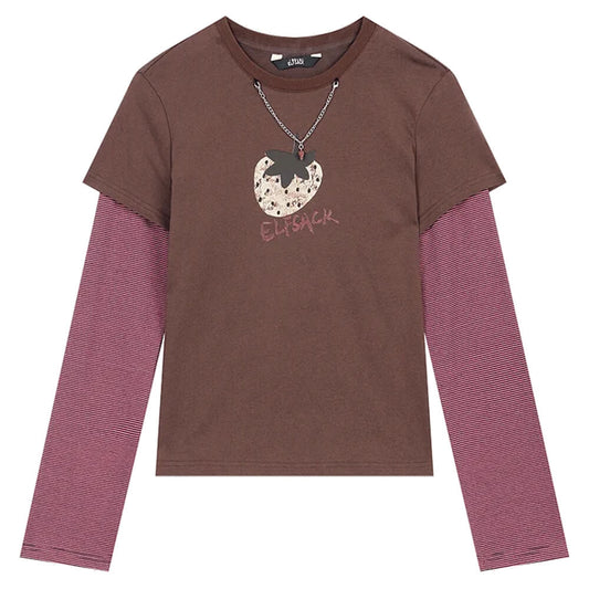 Strawberry Print Layered Tee