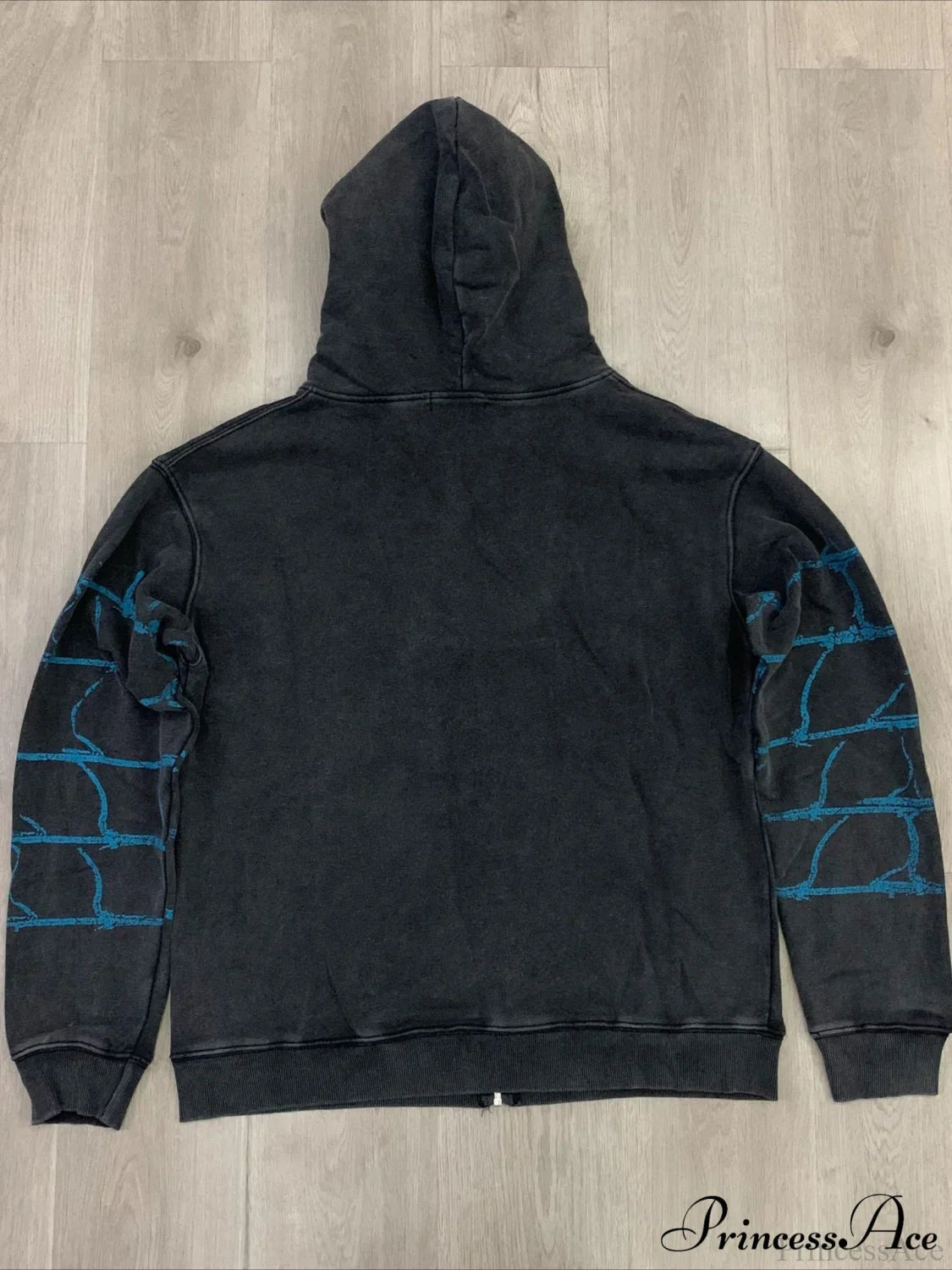 Streetwear Spider Web Vintage Print Zip Hoodie