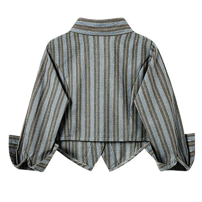 High School Crush Striped Cropped Shirt