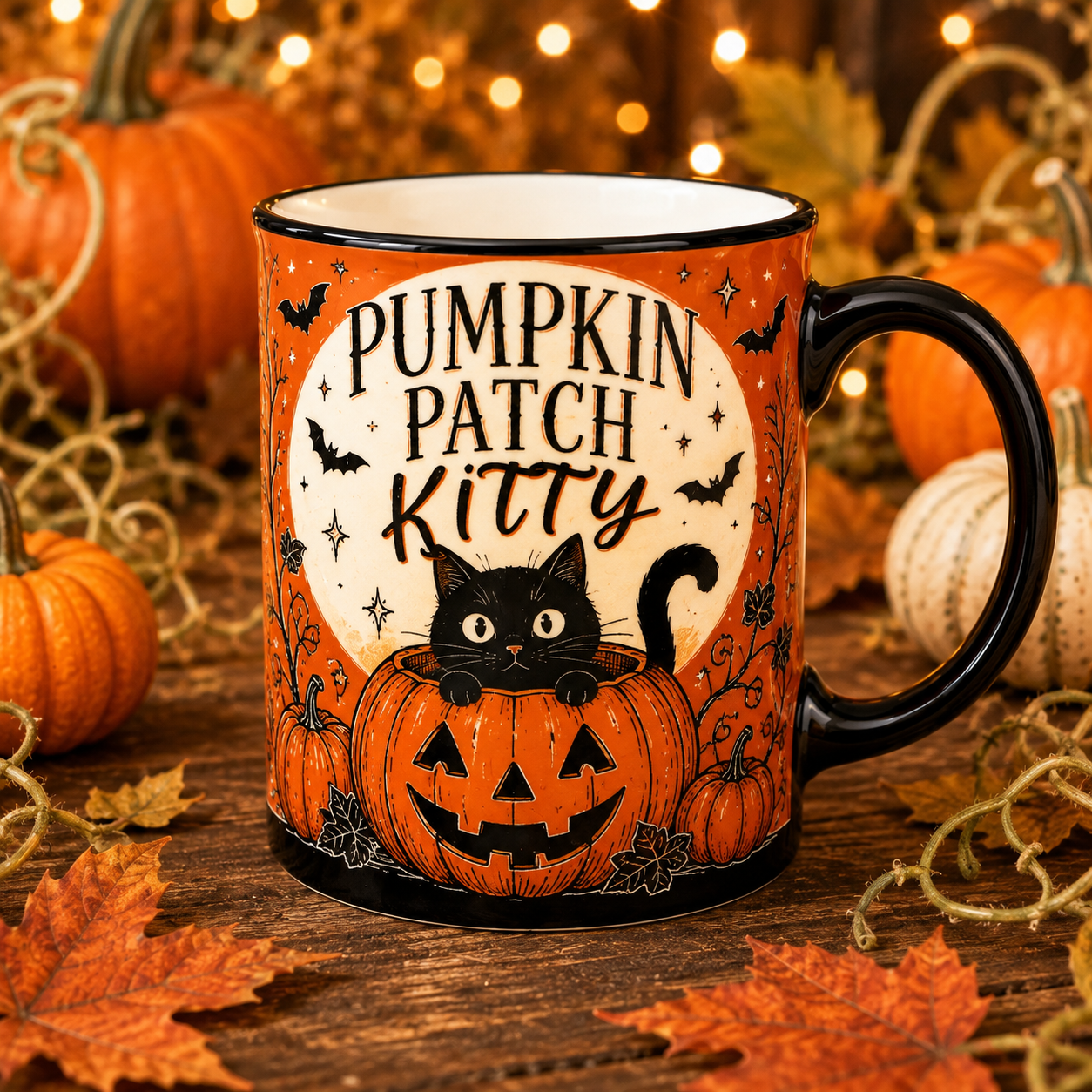 Pumpkin Patch Kitty Vintage Halloween Mug