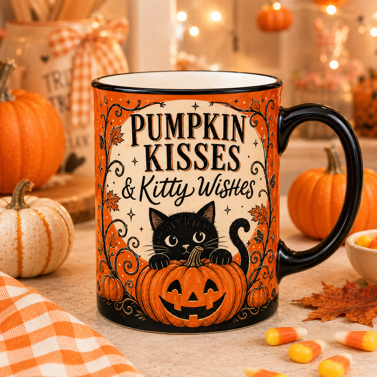 Pumpkin Patch Kitty Vintage Halloween Mug