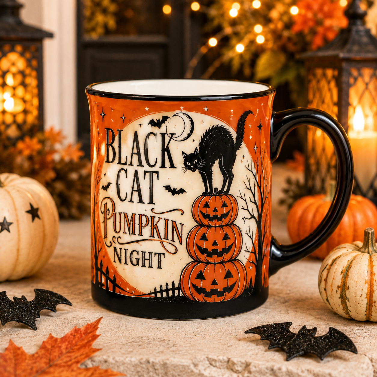 Pumpkin Patch Kitty Vintage Halloween Mug