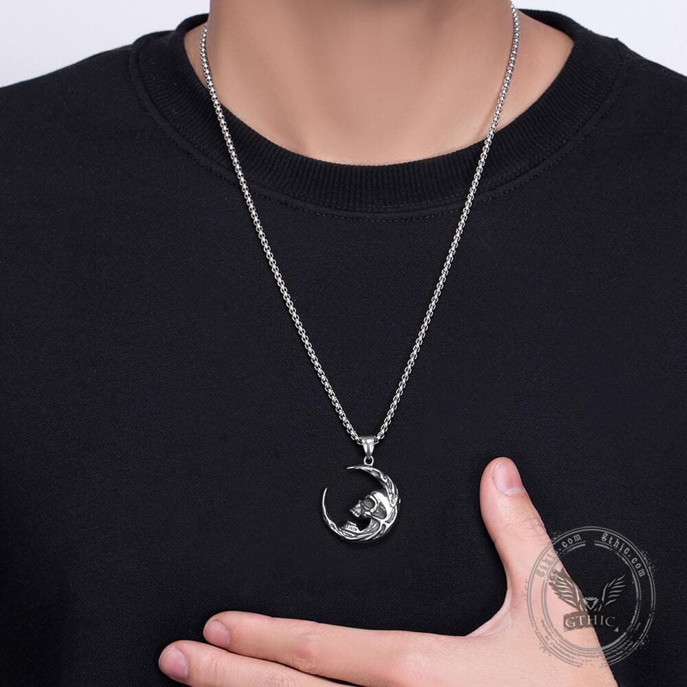 The Skull of Waning Moon Stainless Steel Necklace