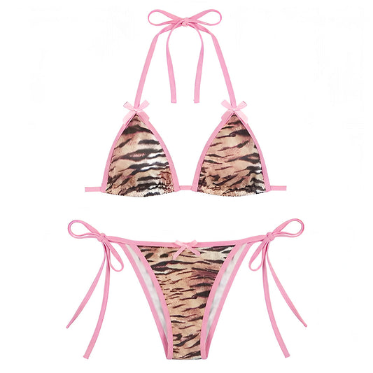 Tiger Print Pink Y2K Bikini Set