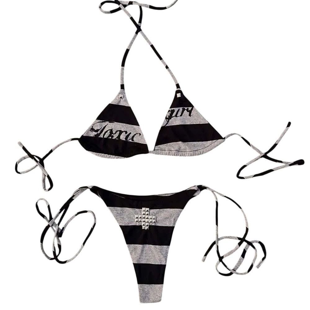 Toxic Girl Striped Bikini Set