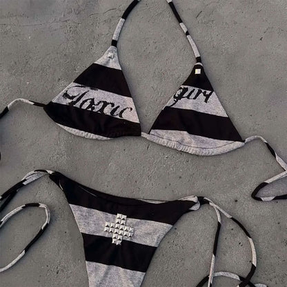 Toxic Girl Striped Bikini Set
